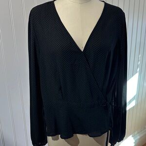 Elegant Black and Tan Dot Wrap Top